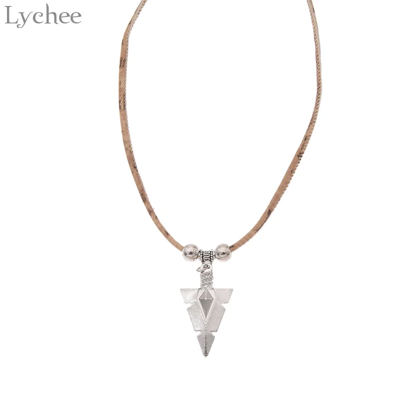 Lychee модный сплав пробковая веревка стрелка серебряное ожерелье с подвеской цвет