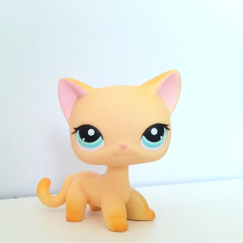 2X Littlest Pet Shop LPS Animals #339 #228 Yellow Khaki Short Hair Kitty Cat Toy 
