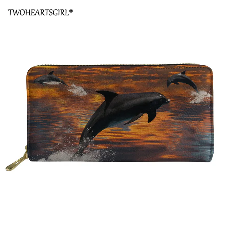 Twoheartsgirl Dolphin из искусственной кожи Женский Длинный кошелек на молнии Дамский кошелек женские кошельки Кошелек держатель для карт Монета Наличные сумки femme - Цвет: L5042Z21