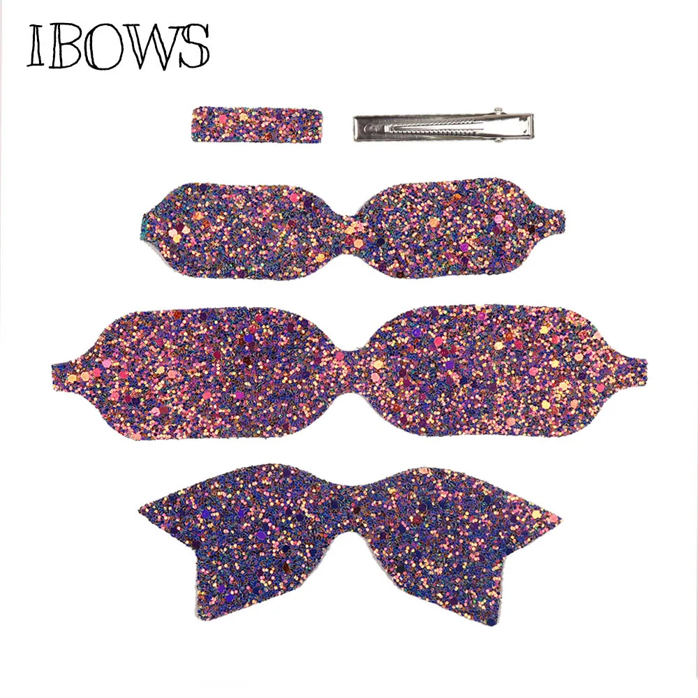 

DIY Hair Bows Material Set Shiny Chunky Glitter Fabric with Clip Handmade Hair Accessories Children DIY Craft Materials