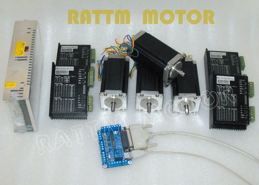 

4 axis CNC controller kit, 4PCS Nema23(Dual shaft) CNC stepper motor 112m,425 oz-in,3A +Motor driver 4A,50V,128 microstep driver