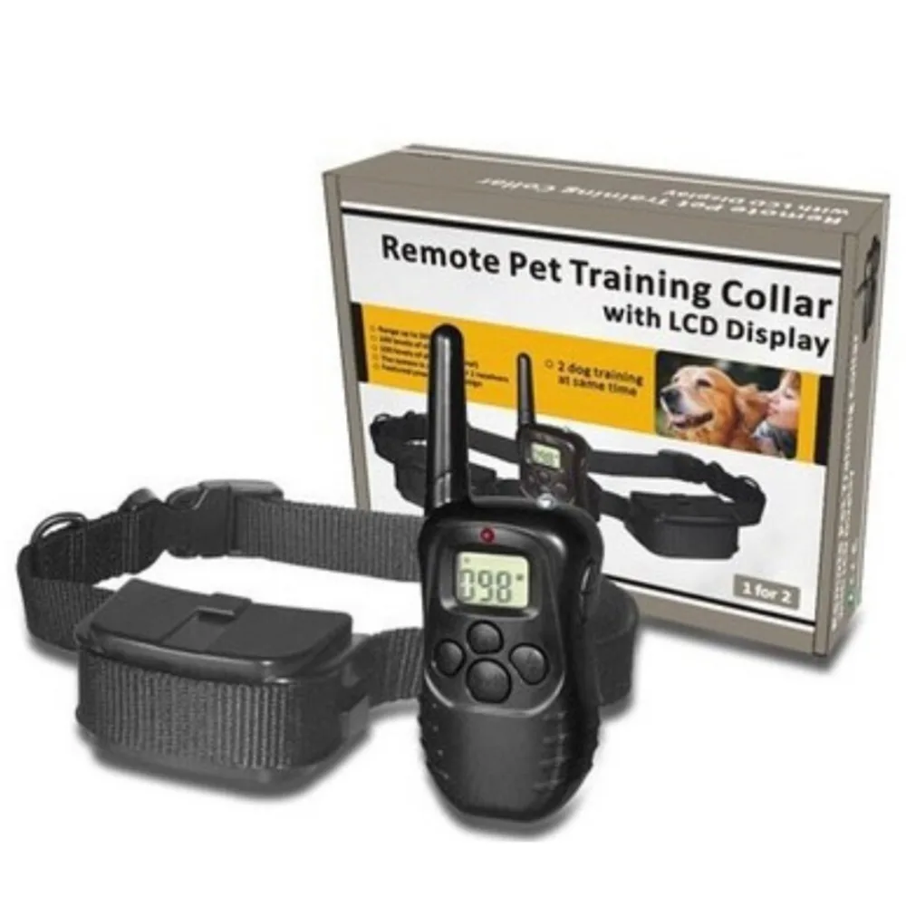 

Quality Electronic Dog Collar Remote Control Anti Bark Dog Shock Training Collar With LCD Display 998D Included 2 AAA batteries