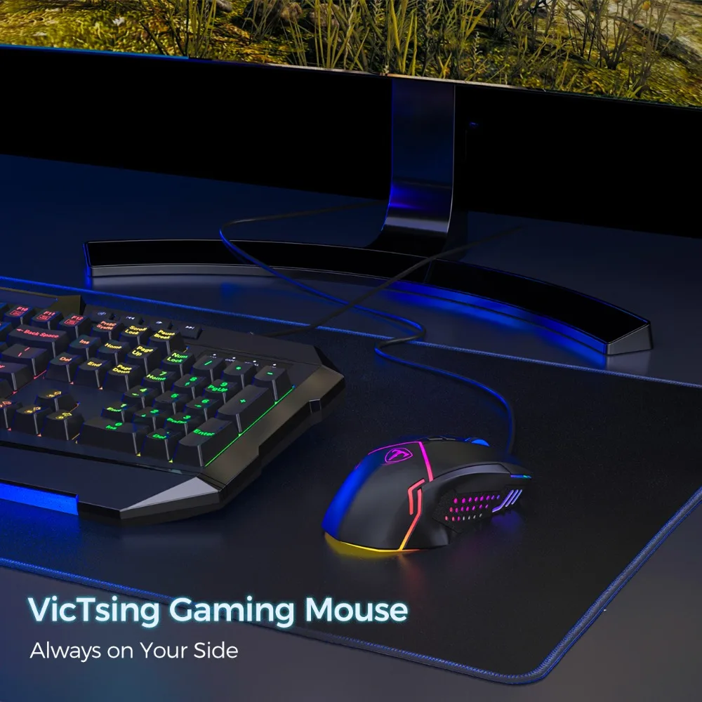 VicTsing игровая мышь Проводная RGB Backlitght мышь 7 программируемых кнопок PC233 USB Компьютерные Мыши для ПК с Windows XP/7/8/10