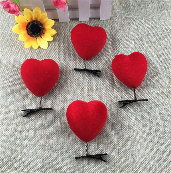 Cute Red Heart Hair Clip Fun Make up Decoration - 2