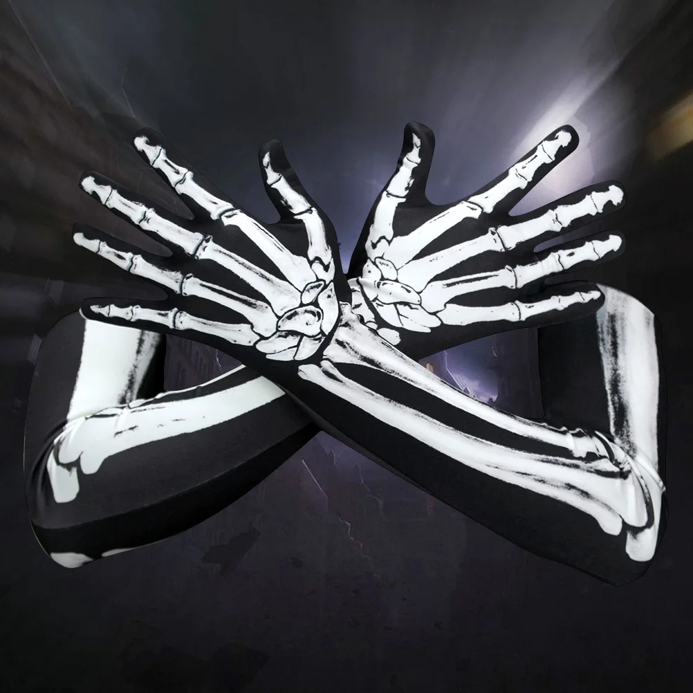 1 пара страшных перчаток на Хэллоуин, креативные уникальные перчатки с костями, длинные перчатки, скелетные перчатки для Хэллоуина, косплей, школьная игра