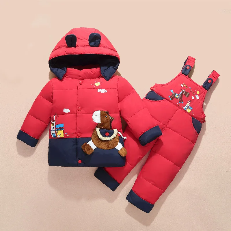 New Children's Boy Girl Set 1~4 Years Old Baby Down Coat and Pants