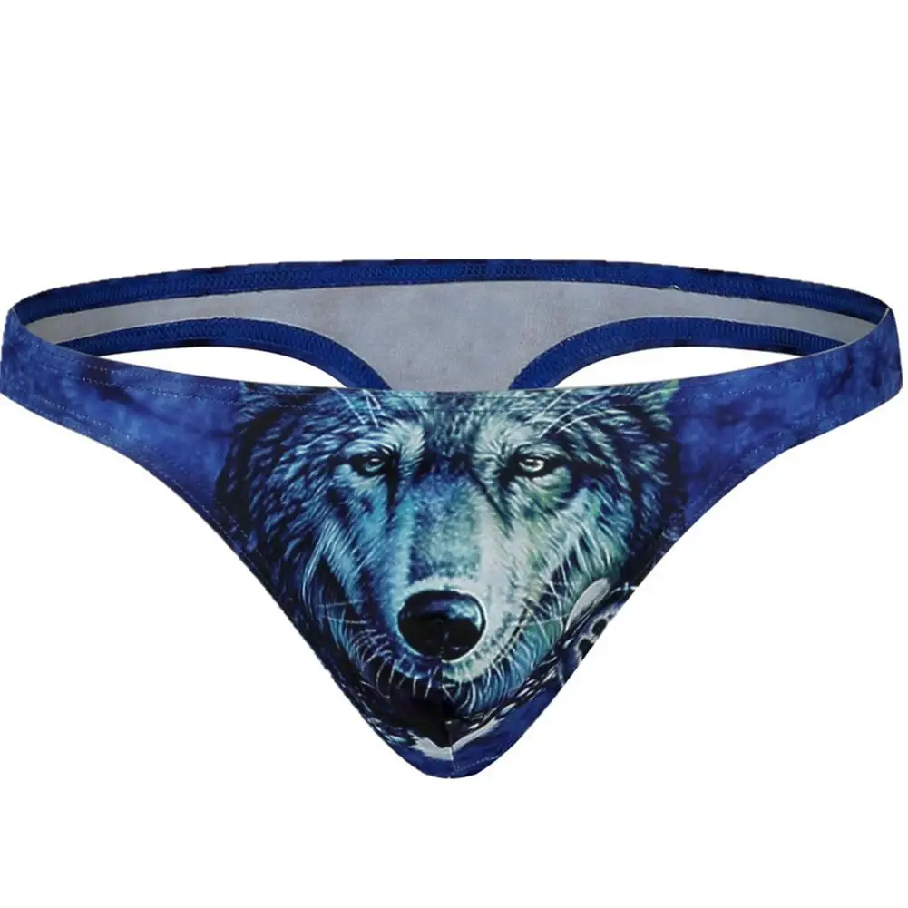 

3D Animal Print Men U Convex Bulge Pouch G-string Thongs Low Rise Underwear