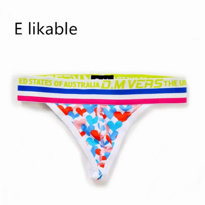 

E likable new summer printed men's underwear fashion sexy low waist breathable cotton thong