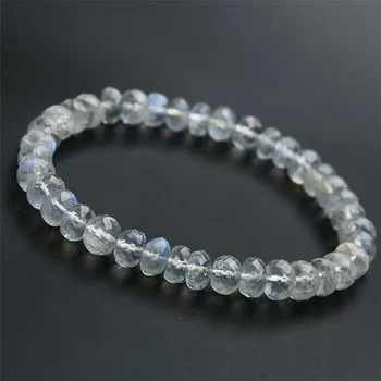 

7mm Genuine Natural Blue Light Moonstone Bracelet Crystal Faced Abacus Bead Stretch Fashion Woman Bracelet AAAAA Drop Shipping