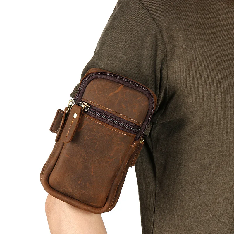 

Leather Phone Pouch Arm Shoulder Cover Case for Samsung Galaxy S10 Plus Note 9 8 for Huawei P30 Pro for iPhone XR XS Max