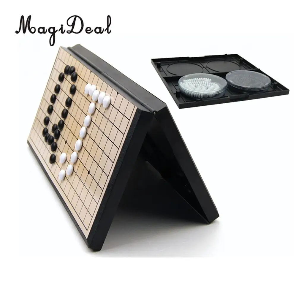 MagiDeal Magnetic Go Game Set with Single Convex Magnetic Plastic Stones Set Go Board for Outdoor Camping Hiking Travell Access