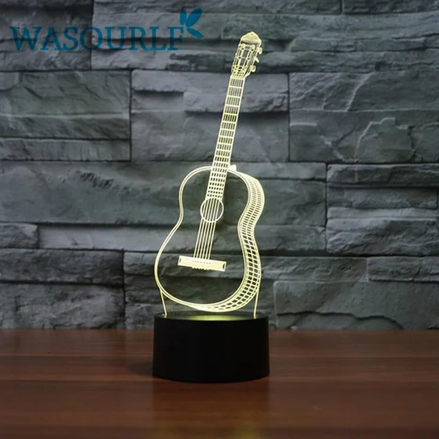 3D acrylic gitar malam cahaya lampu pengisian cahaya luna