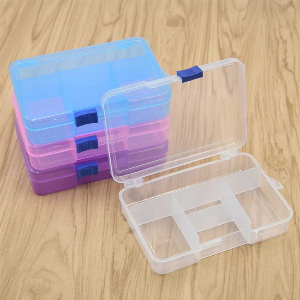 

1pcs 5 Slots Cells Small Metal Part Storage Case SMD Drill Bit Nuts Screws Repair Kit Beads Jewelry Makeup Tool Box Holder Case