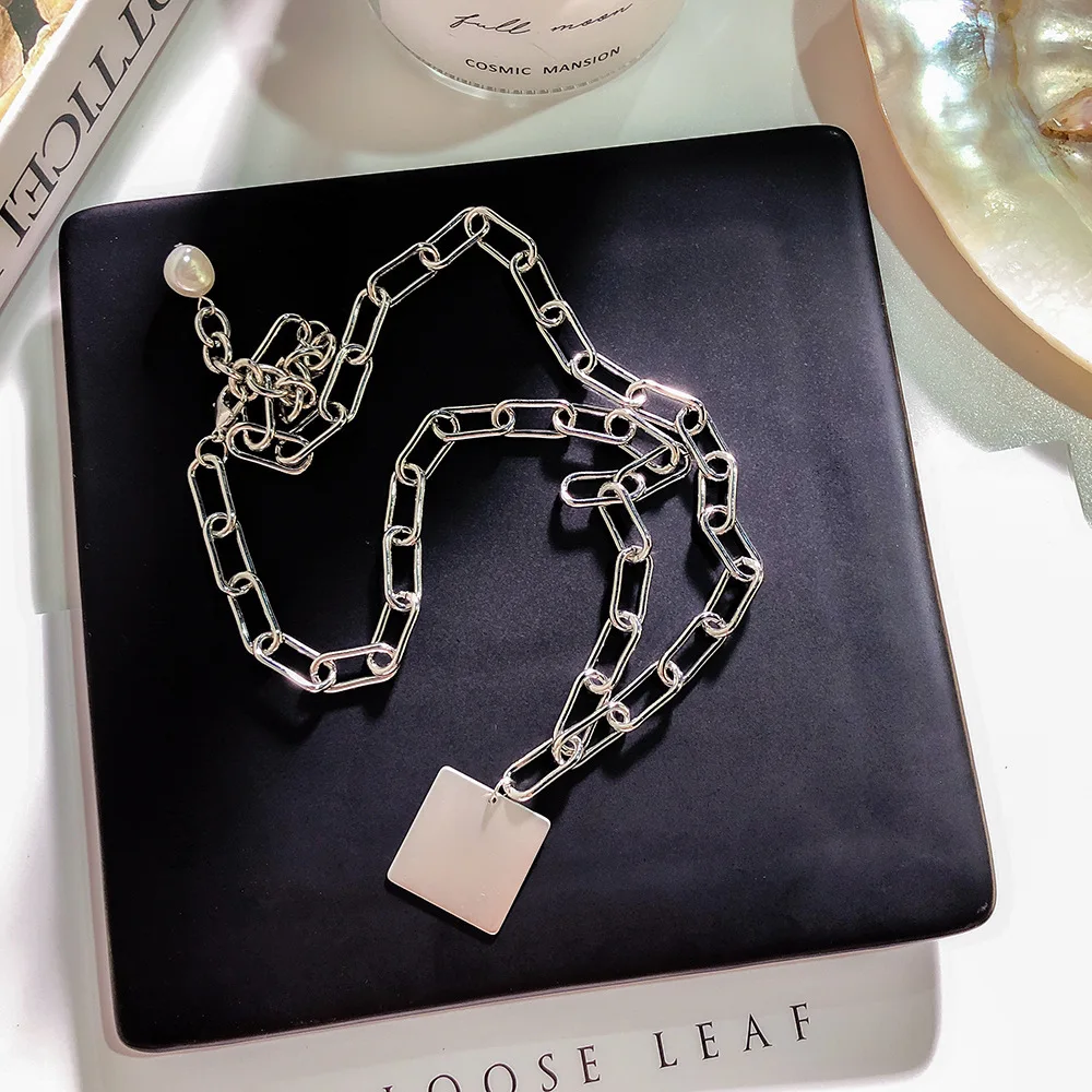 

New Fashion Style Simple Punk Rock Metal Chain Necklace Chain Necklace for Men Women Unisex Chain Necklace Silver