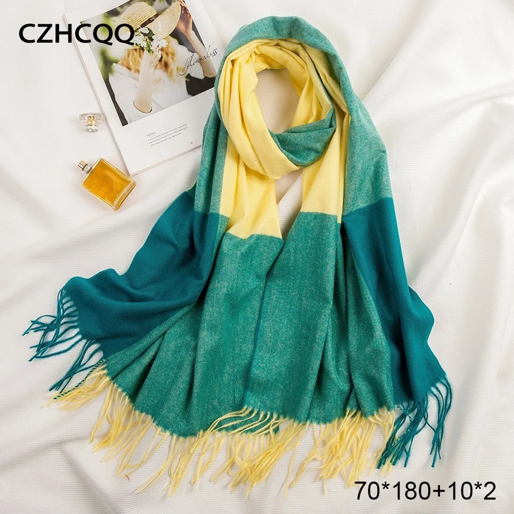 Кашемировый шарф, женский платок, хиджаб, Женская бандана, труба, Sjaals Voor Dames, шерстяное пончо, женский шарф для дам - Цвет: 19D300 -7
