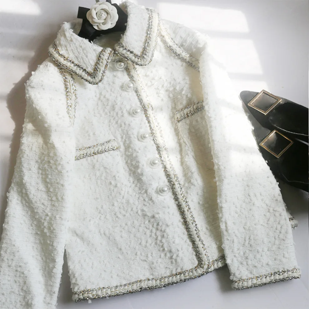 

KENVY Brand Fashion Women's High-end Luxury Spring Elegant Slim Tweed Short Coat