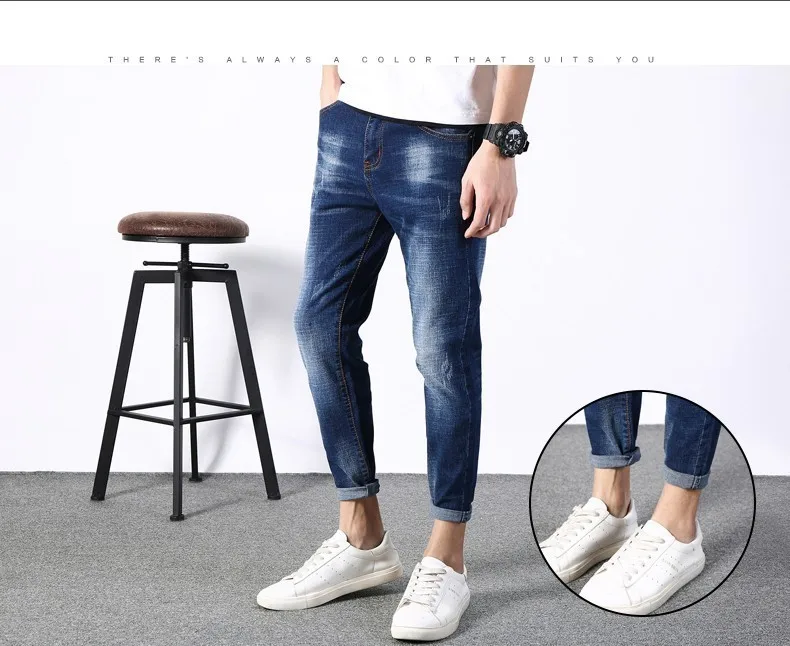 Весна и лето Новые мужские джинсы тонкие высококачественные микро эластичные леггинсы Мужская брендовая одежда 27-36