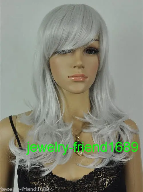 

Hot Sell!Party hair Free shipping ****** New grey Cosplay wavy Heat wig