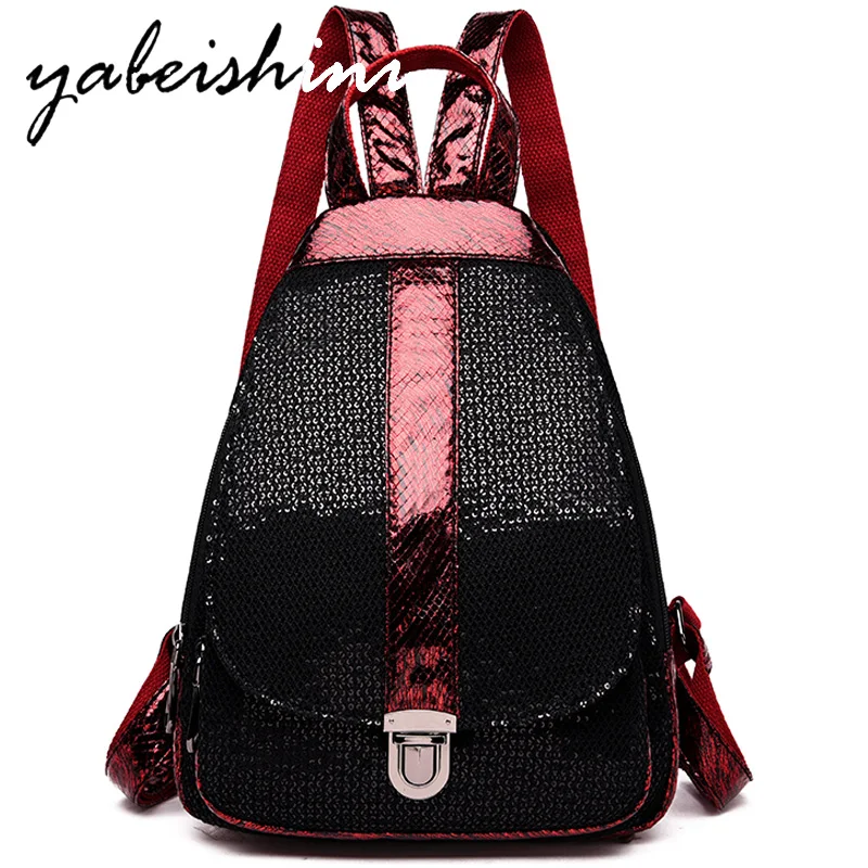 

Women's Sequin Backpack Female Multifunction Leather Backpack shoulder bag High Quality Lady travel Backpack Schoolbag Mochilas