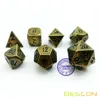 Bescon Ancient Brass Solid Metal Polyhedral D&D Dice Set of 7 Antique Copper Metal RPG Role Playing Game Dice 7pcs Set 4