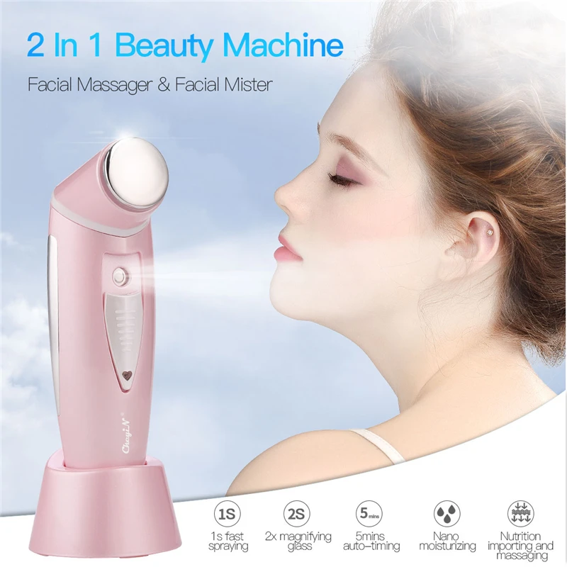 

2 In 1 Facial Massager Nano Mist Sprayer Skin Care Tools Handy Face Steamer Skin Moisturizing Pore Cleaner Beauty Machine 38