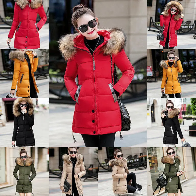 

Long Sleeve Winter Warm Jacket Women Slim Fashion Hooded Coat Windproof