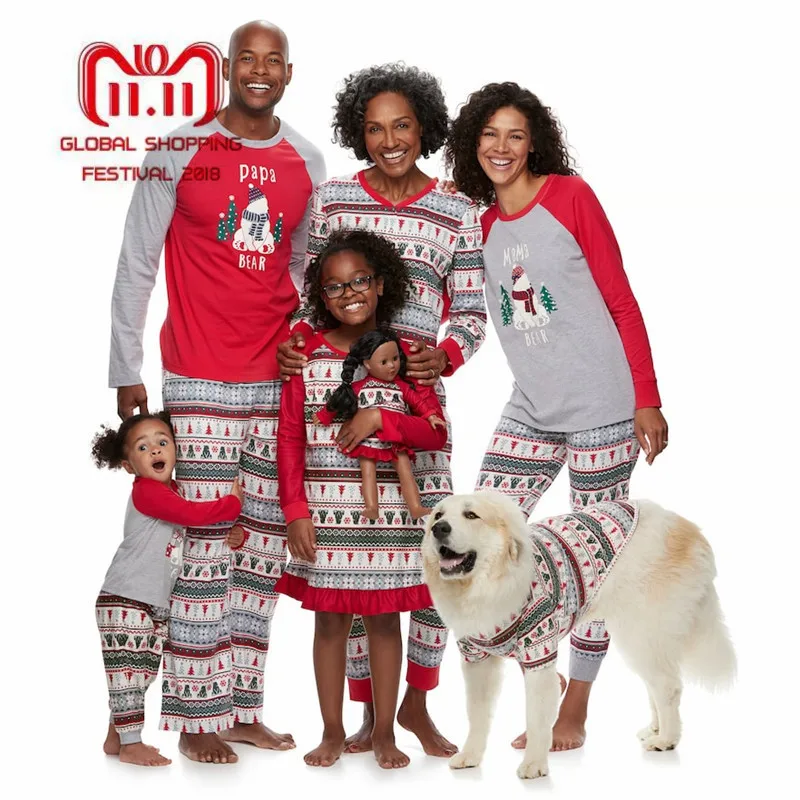 

2018 New Year Family Christmas Pajamas Family Matching Outfit Father Mother Daughter Girl Boy Clothing Sets Pyjamas Family Look
