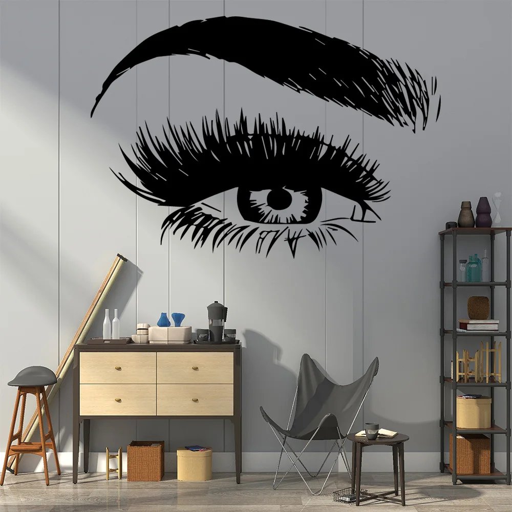 Для макияжа глаз виниловая настенная наклейка для декора стен для красоты Профессиональные парикмахерские украшения комнаты настенные наклейки