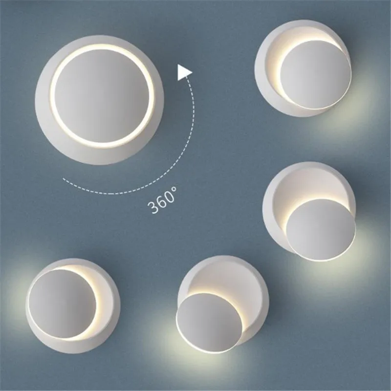 rotating round moon wall lamp