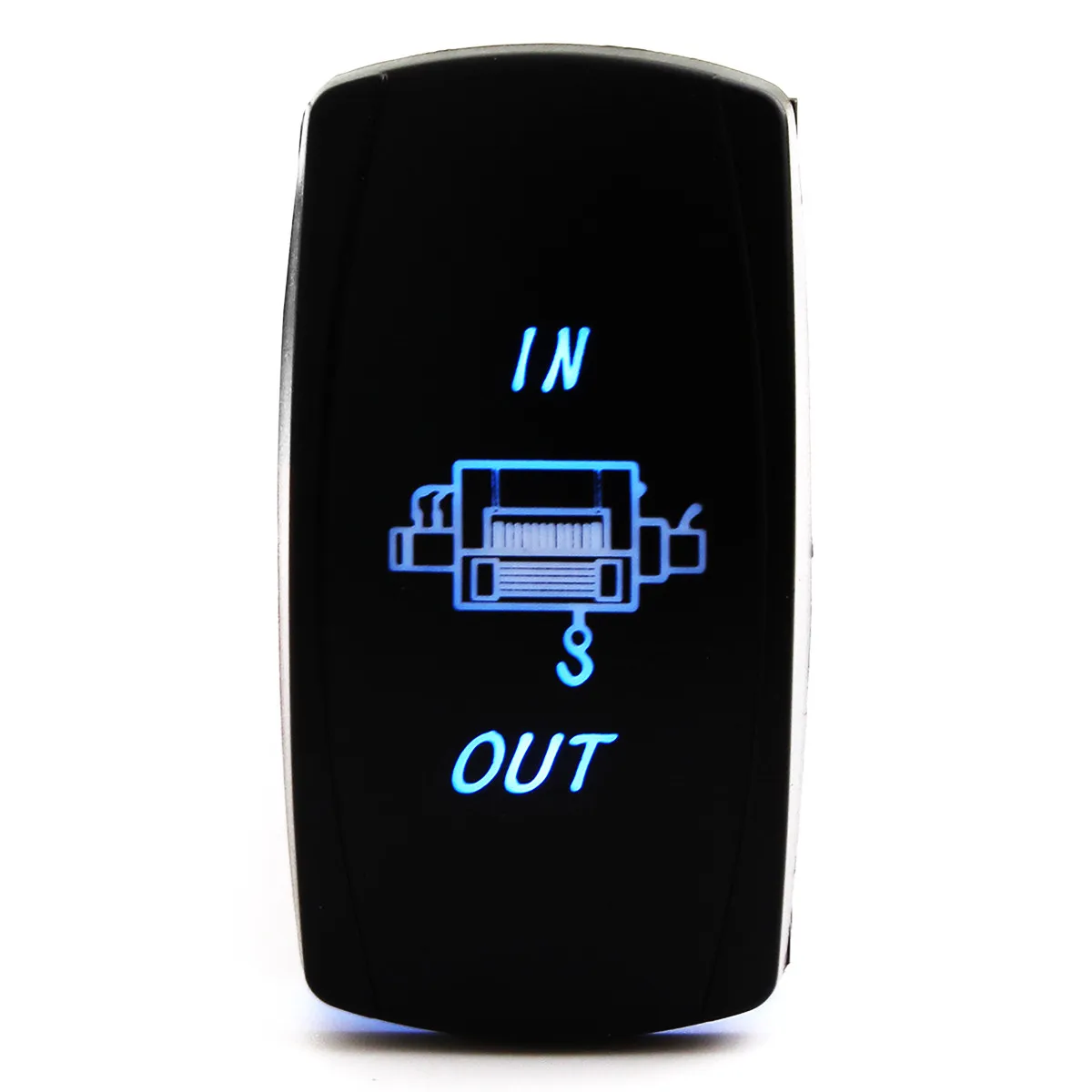 Momentary WINCH IN OUT Switch Blue LED Laser Rocker For POLARIS UTV Truck Boat