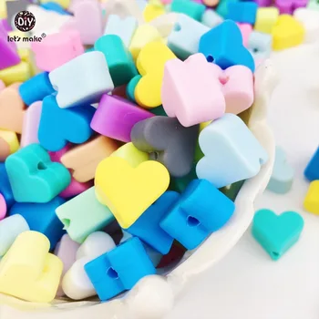 

Let's Make Wholesale 500pc BPA Free Teether Heart Shape Silicone Beads DIY Jewelry Baby Accessories Chew Toys Baby Teething 14mm