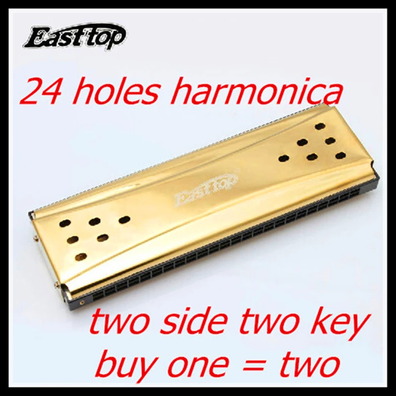 Double faced Harmonica Easttop 24 Holes Tremolo Armonica G AND C KEY
