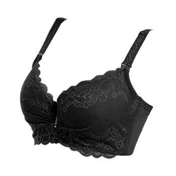 

New 3/4 cup lace push up bra large size sexy women underwear thin section cup C cup D bra for women black pink red 95 100
