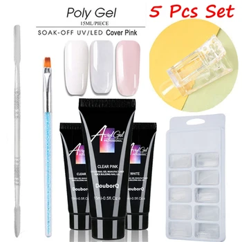 

5Pcs Nail Extension Gel Kit UV Gel French Manicure Tips Extending Builder Gel Set