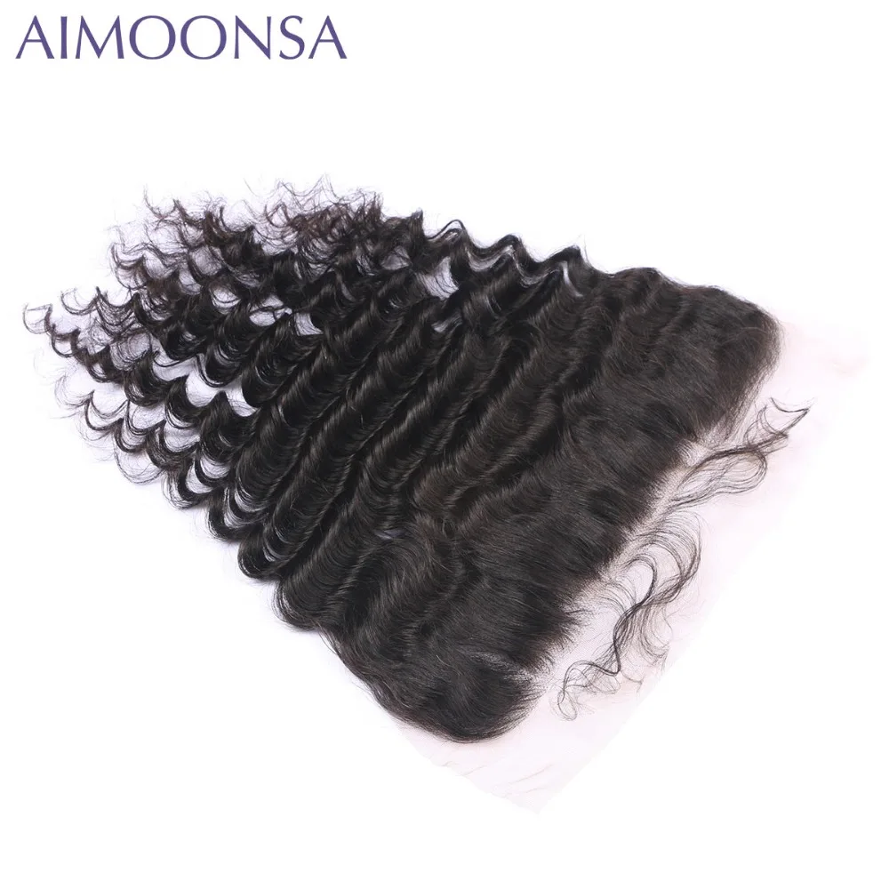 Deep Wave Brazilian Hair Frontal Lace Frontal Hair Remy Human Hair Free Shipping Natural Color 10\