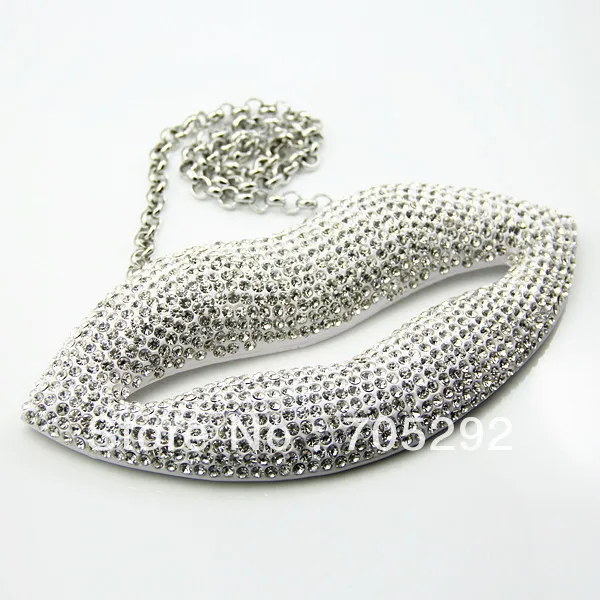 Huge Lip font b Pendants b font Hip Hop Jewelry font b Necklace b font Clear