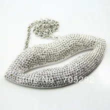 Huge Lip Pendants Hip Hop Jewelry Necklace Clear color