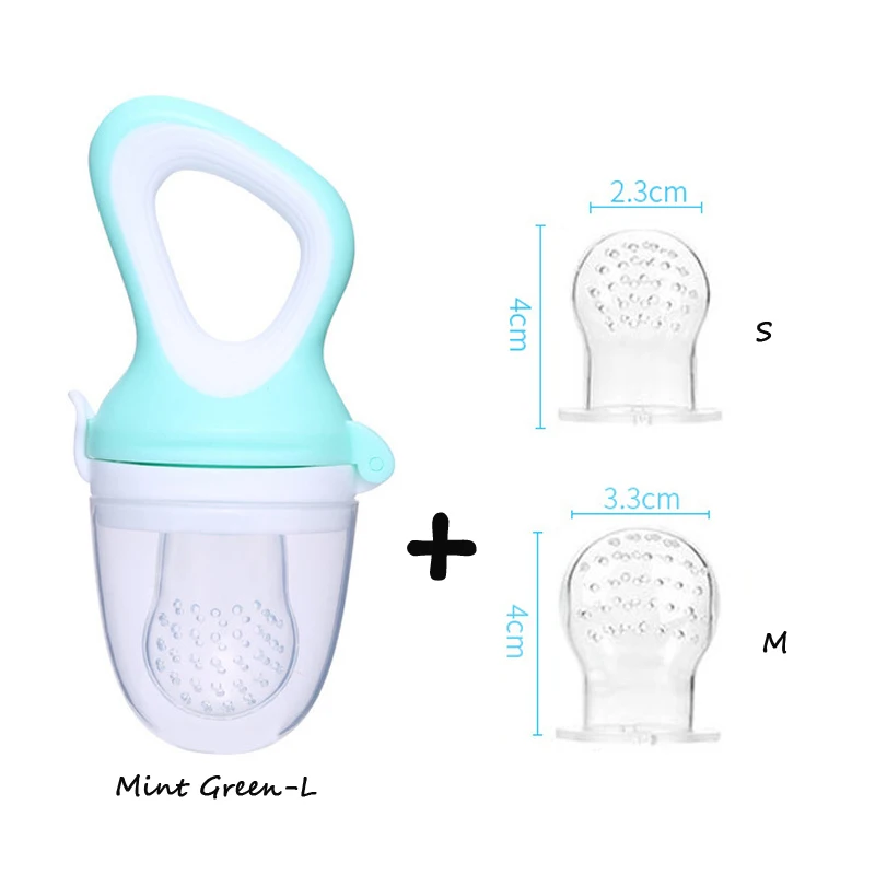 Цветная Детская Соска с овощами и фруктами, 3 размера, с фильтром, SML, для детей, младенцев, Успокаивающая соска, силиконовая пряжка, Прорезыватель для зубов - Цвет: Set3-Mint Green