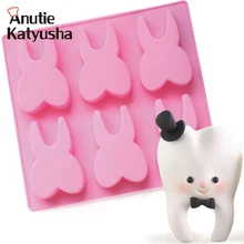 1 шт. 6-луночное в форме зуба силиконовая форма для выпечки в форме цветка 3D зубы шоколад Fondant(сахарная) пресс-форма для желе, пудинга инструменты для украшения торта