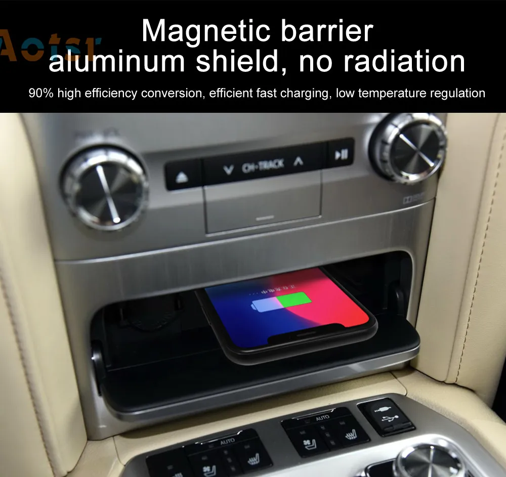 Clearance QI car wireleess charger for Toyota LAND CRUISER 2014+ Intelligent Infrared Fast Wireless Charging Car Phone Holder for iphone 9