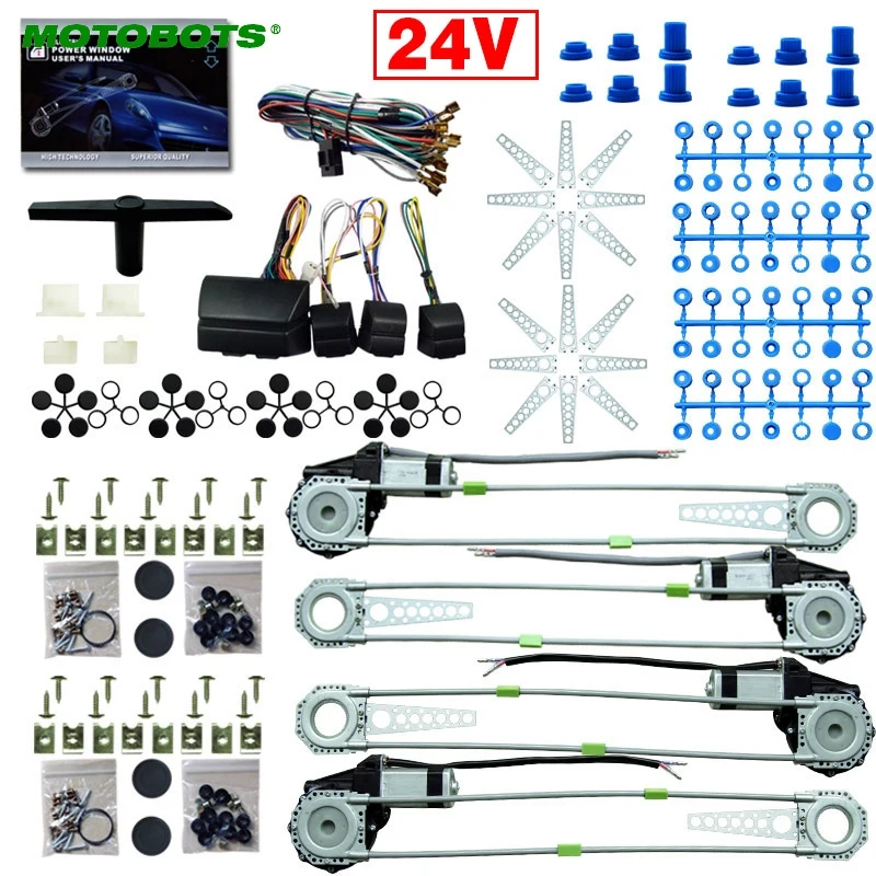 Motobots car/грузовик DC24V Универсальный 4 Дверные рамы electronice Мощность окна комплекты с 8 шт. swithces и жгут# ca2978
