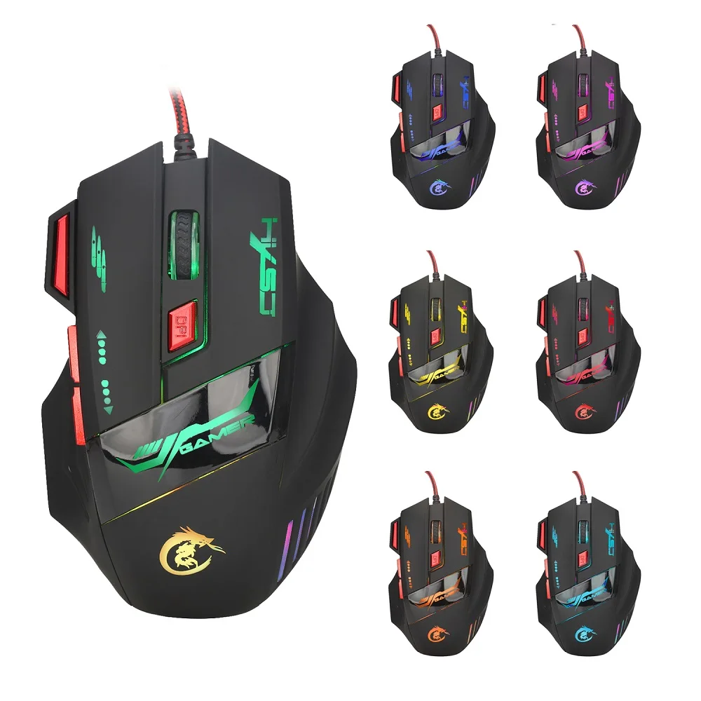 HXSJ H100 3200DPI Wired Optical Game Mouse with LED Light