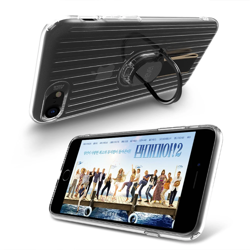 Beste X Niveau Ring Houder Case Voor iPhone 7 8 Plus Metalen Vinger Ring Stand Shockproof Transparante Cover Case Voor iPhone Apple 7 8