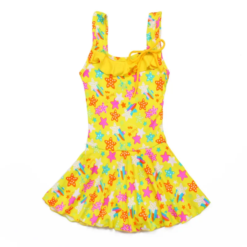 Детские купальники для девочек милый цветочный Цельный купальник летние детские пляжные юбка Пляжная костюмы детские купальные костюмы для девочек - Цвет: yellow