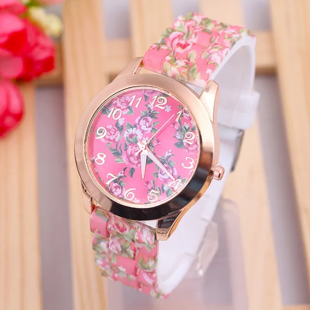 2018 Top Brand New Luxury Women Watch Reloj Rose Flower Print Silicone Band Flor 2018 Top Brand New Luxury Women Watch Reloj Rose Flower Print Silicone Band Flor