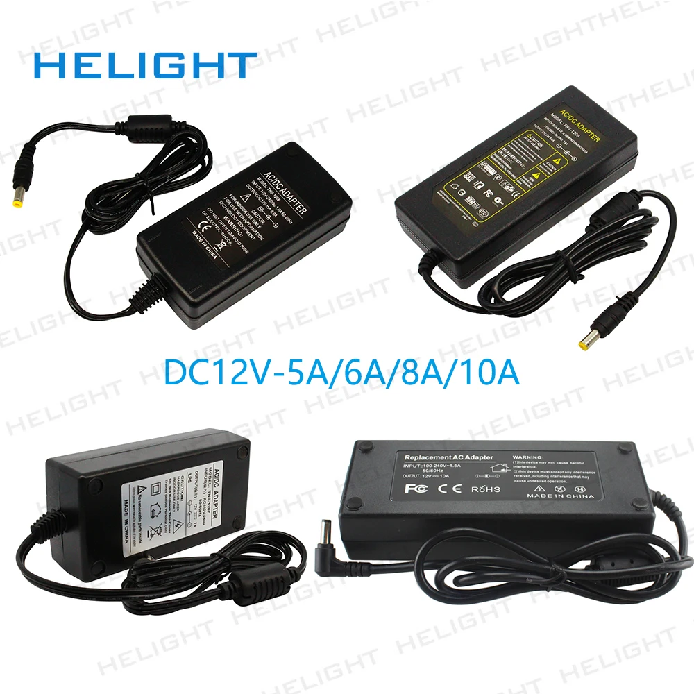 

DC12V Adapter Power Supply input AC100-240V Lighting Transformers output DC12V 5A / 6A / 8A / 10A Power Supply for LED Strip