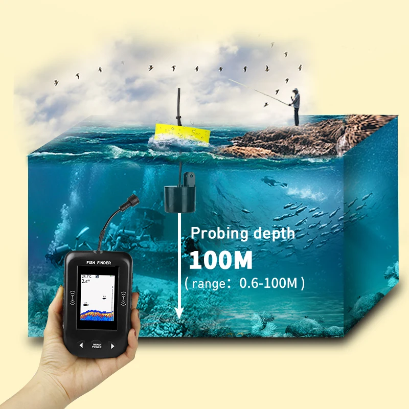 Erchang XF02 C Портативный Рыболокаторы 9 м кабель Рыбалка Sonar сигнализации 0 6 100 эхолот