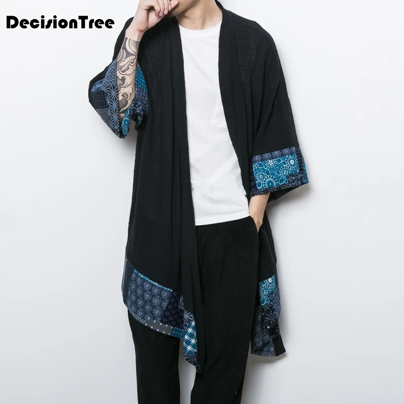 2017 autumn retro chinese wind men's section wind and wind japanese crane embroidery small kimono cardigan