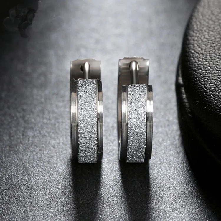 Fashion Silver Color Grind Arenaceous Frosted Earrings for Women Girls Modern Stainless Steel Hoop Earring Jewelry 2019 | Украшения и