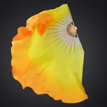 Профессиональная с фабрики, настоящая шелковая вуаль для веера, полукруглый танец живота, Короткие веерные пары(1л+ 1р), белый, желтый, оранжевый, Индивидуальный размер